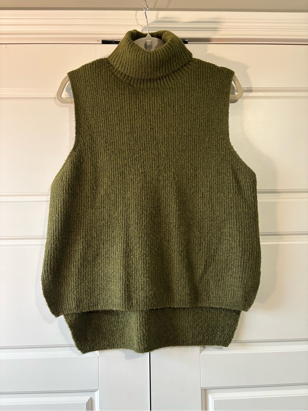 Double Zero Olive Green Sleeveless Turtleneck Sweater Vest-Spicy Small
